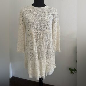 Zara Women's Ivory Lace Tunic Dress